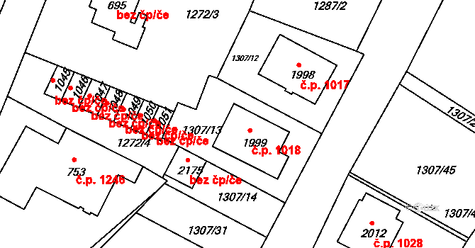 Trhové Sviny 1018 na parcele st. 1999 v KÚ Trhové Sviny, Katastrální mapa