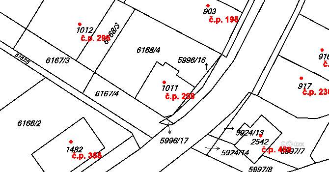 Telč-Štěpnice 298, Telč na parcele st. 1011 v KÚ Telč, Katastrální mapa