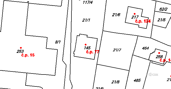 Slatina 77, Františkovy Lázně na parcele st. 145 v KÚ Slatina u Františkových Lázní, Katastrální mapa