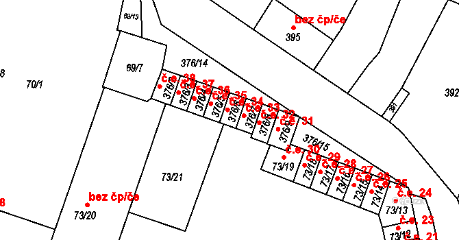 Kobylnice 34 na parcele st. 376/6 v KÚ Kobylnice u Brna, Katastrální mapa