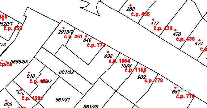 Veselí nad Moravou 1054 na parcele st. 898 v KÚ Veselí-Předměstí, Katastrální mapa