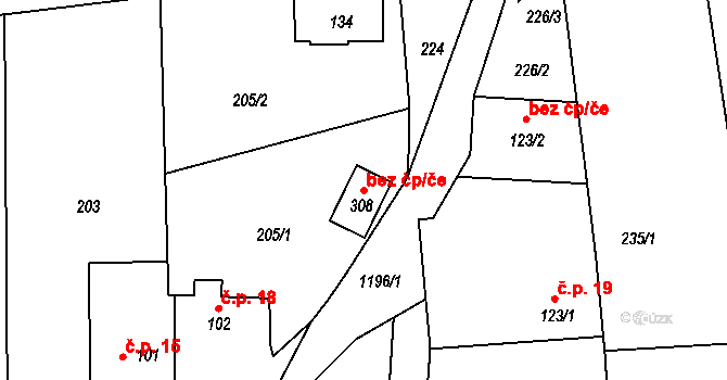 Myslkovice 149795629 na parcele st. 308 v KÚ Myslkovice, Katastrální mapa