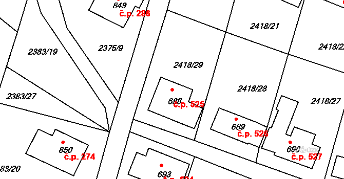 Horní Rokytnice 525, Rokytnice nad Jizerou na parcele st. 688 v KÚ Horní Rokytnice nad Jizerou, Katastrální mapa