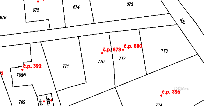 Lutyně 679, Orlová na parcele st. 770 v KÚ Horní Lutyně, Katastrální mapa