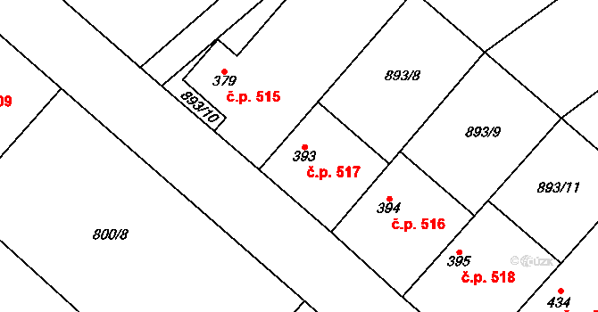 Ledkov 517, Kopidlno na parcele st. 393 v KÚ Kopidlno, Katastrální mapa