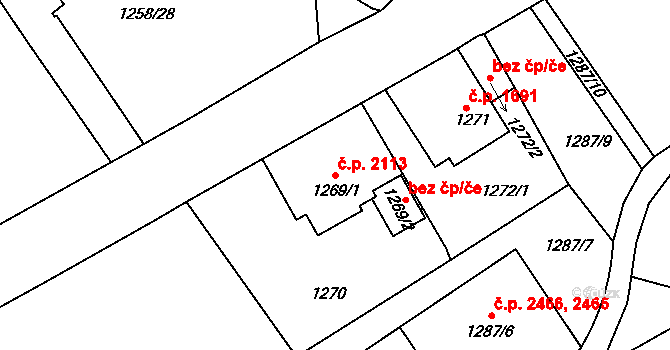 Ústí nad Labem-centrum 2113, Ústí nad Labem na parcele st. 1269/1 v KÚ Ústí nad Labem, Katastrální mapa