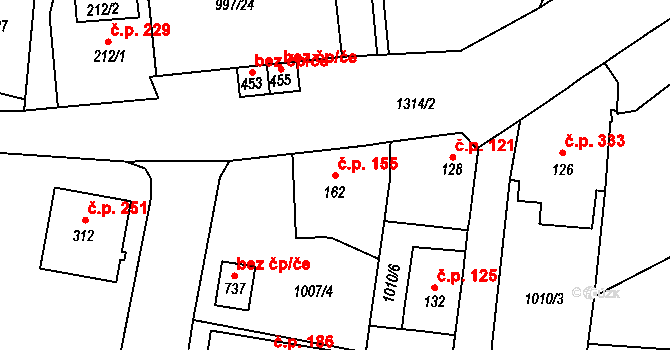 Dražejov 155, Strakonice na parcele st. 162 v KÚ Dražejov u Strakonic, Katastrální mapa