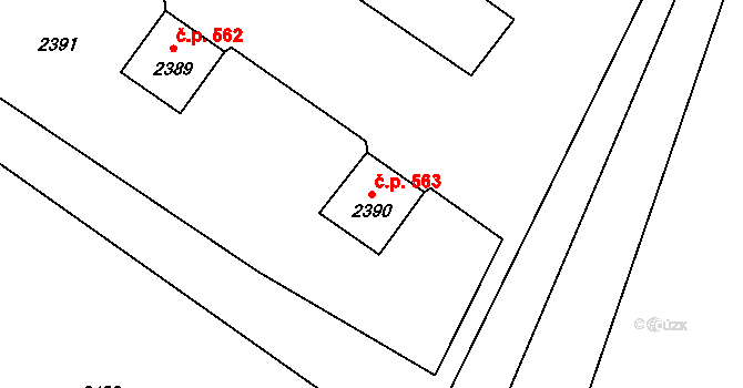 Skřečoň 563, Bohumín na parcele st. 2390 v KÚ Skřečoň, Katastrální mapa
