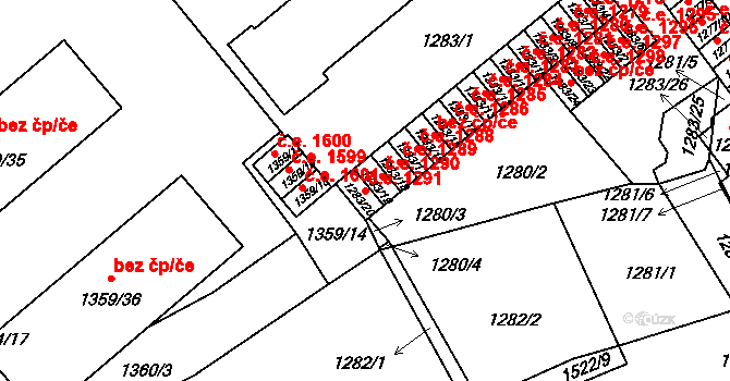 Pelhřimov 1291 na parcele st. 1283/20 v KÚ Pelhřimov, Katastrální mapa