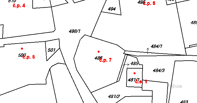 Doubravice 7, Homole u Panny na parcele st. 486 v KÚ Homole u Panny, Katastrální mapa
