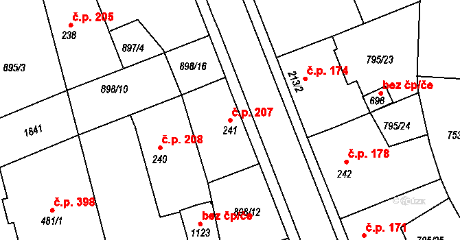 Staňkov II 207, Staňkov na parcele st. 241 v KÚ Staňkov-ves, Katastrální mapa