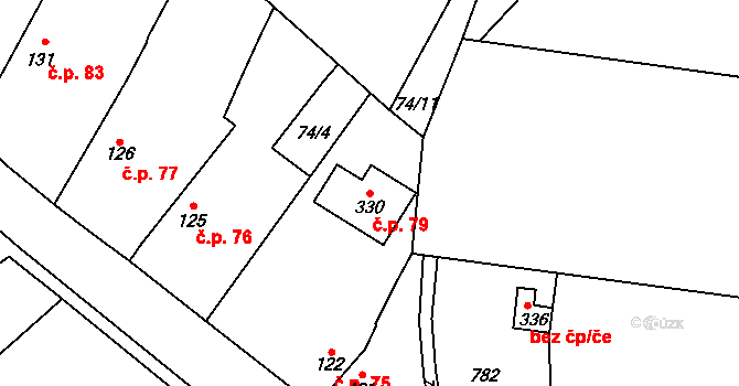 Struhy 79, Čachovice na parcele st. 330 v KÚ Struhy, Katastrální mapa