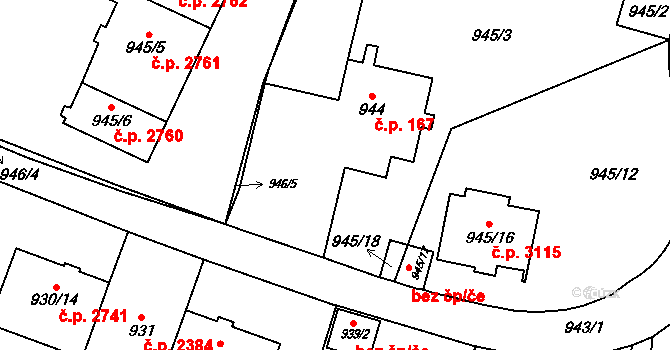 Smíchov 167, Praha na parcele st. 944 v KÚ Smíchov, Katastrální mapa