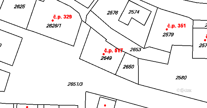 Rumburk 1 517, Rumburk na parcele st. 2649 v KÚ Rumburk, Katastrální mapa