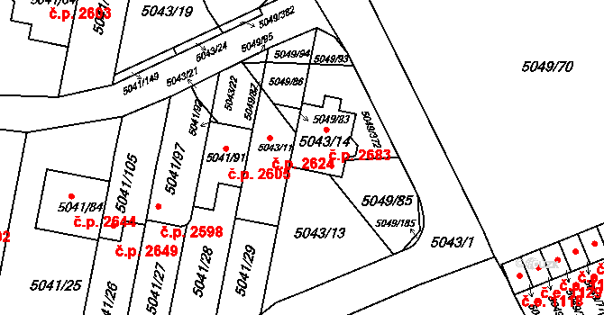 Líšeň 2683, Brno na parcele st. 5043/14 v KÚ Líšeň, Katastrální mapa