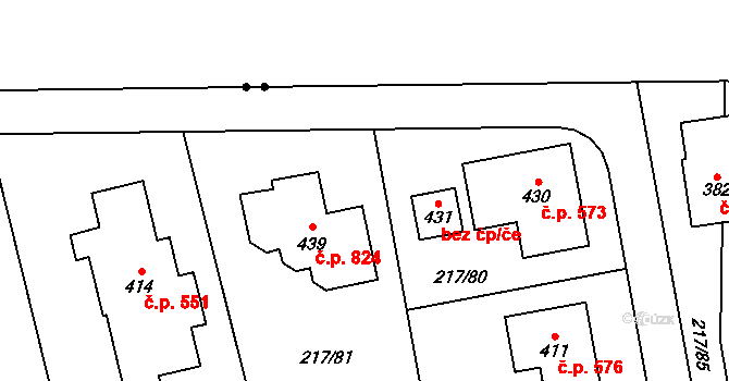 Horní Jirčany 824, Jesenice na parcele st. 439 v KÚ Horní Jirčany, Katastrální mapa