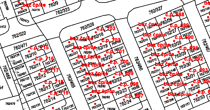 Liberec XII-Staré Pavlovice 701, Liberec na parcele st. 762/20 v KÚ Staré Pavlovice, Katastrální mapa