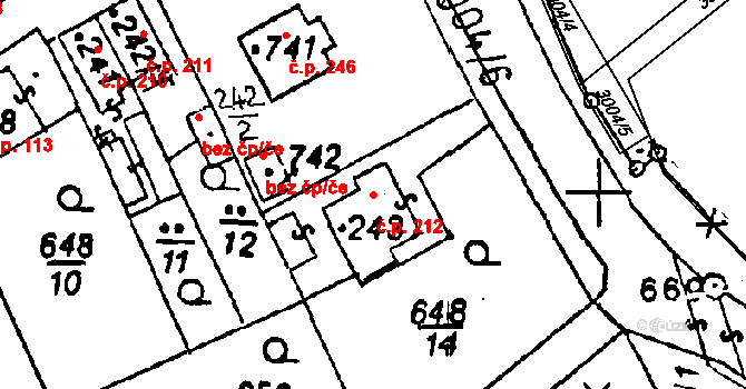 Poříčí nad Sázavou 212 na parcele st. 243 v KÚ Poříčí nad Sázavou, Katastrální mapa