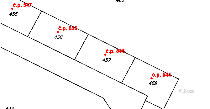 Poruba 545, Ostrava na parcele st. 457 v KÚ Poruba, Katastrální mapa
