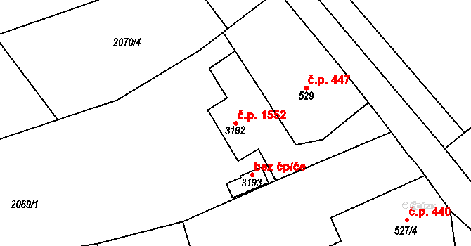 Lipník nad Bečvou I-Město 1552, Lipník nad Bečvou na parcele st. 3192 v KÚ Lipník nad Bečvou, Katastrální mapa