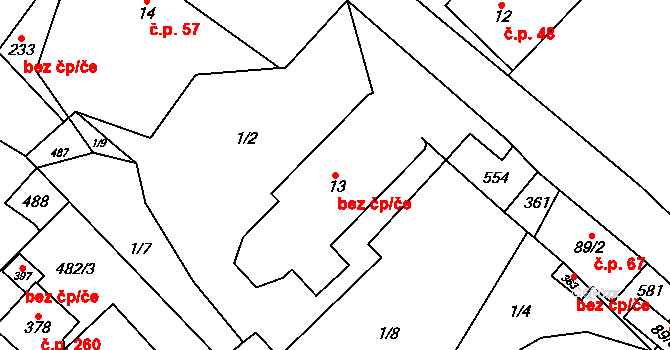 Perštejn 42735629 na parcele st. 13 v KÚ Perštejn, Katastrální mapa