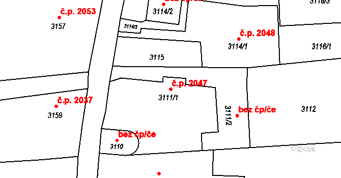 Prostřední Dvůr 2047, Vítkov na parcele st. 3111/1 v KÚ Vítkov, Katastrální mapa