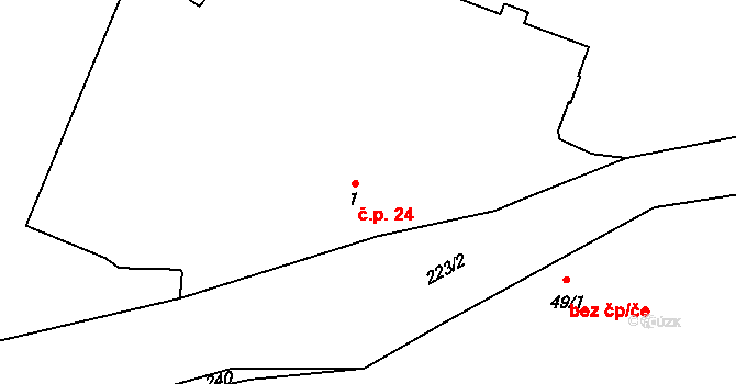 Milostovice 24, Opava na parcele st. 1 v KÚ Milostovice, Katastrální mapa