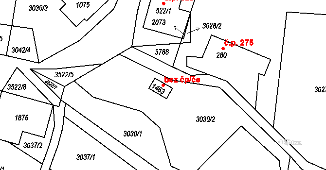 Trojanovice 44876629 na parcele st. 1463 v KÚ Trojanovice, Katastrální mapa