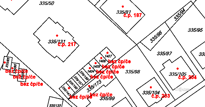 Myslibořice 45327629 na parcele st. 1406 v KÚ Myslibořice, Katastrální mapa