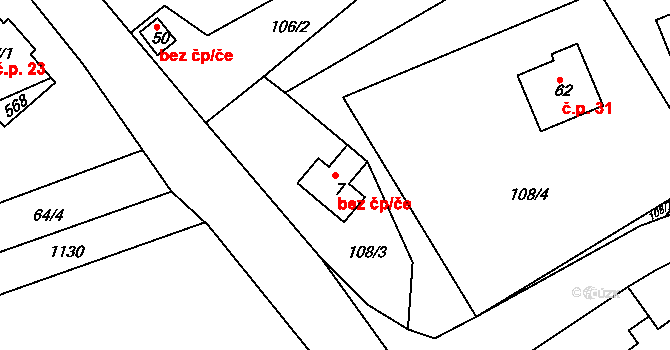 Karle 46004629 na parcele st. 7 v KÚ Ostrý Kámen, Katastrální mapa