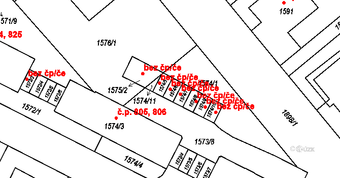 Praha 47972629 na parcele st. 1574/6 v KÚ Podolí, Katastrální mapa