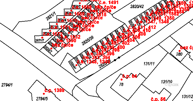 Děčín 49650629 na parcele st. 2820/17 v KÚ Děčín, Katastrální mapa