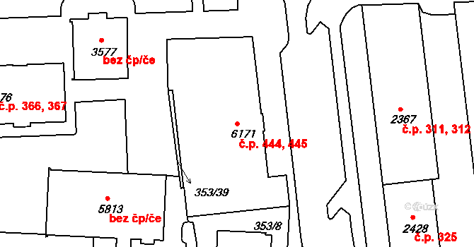 Pražské Předměstí 444,445, Písek na parcele st. 6171 v KÚ Písek, Katastrální mapa