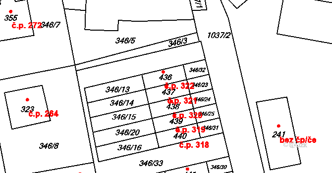 Zdíkov 321 na parcele st. 437 v KÚ Zdíkov, Katastrální mapa