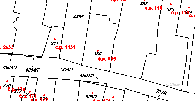 Louny 586 na parcele st. 330 v KÚ Louny, Katastrální mapa