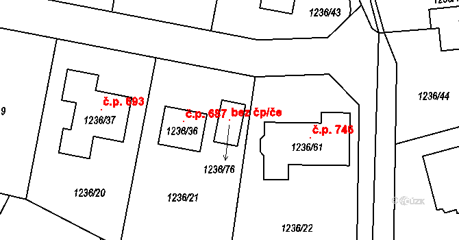 Proboštov 96723629 na parcele st. 1236/76 v KÚ Proboštov u Teplic, Katastrální mapa