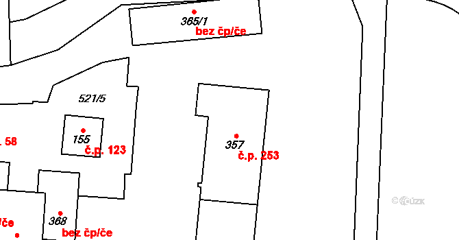 Přerov III-Lověšice 253, Přerov na parcele st. 357 v KÚ Lověšice u Přerova, Katastrální mapa