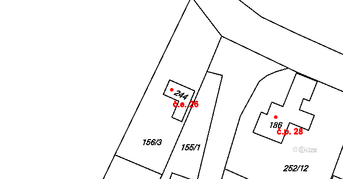 Barochov 26, Řehenice na parcele st. 244 v KÚ Malešín, Katastrální mapa