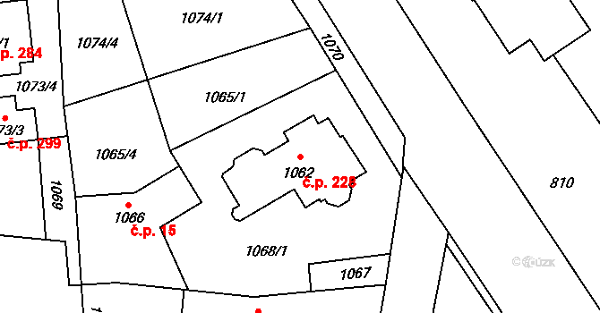 Vrbno pod Pradědem 228 na parcele st. 1062 v KÚ Vrbno pod Pradědem, Katastrální mapa