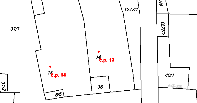 Neblažov 13, Chodský Újezd na parcele st. 14 v KÚ Neblažov, Katastrální mapa