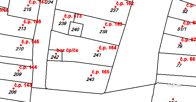 Šternberk 164 na parcele st. 241 v KÚ Šternberk, Katastrální mapa