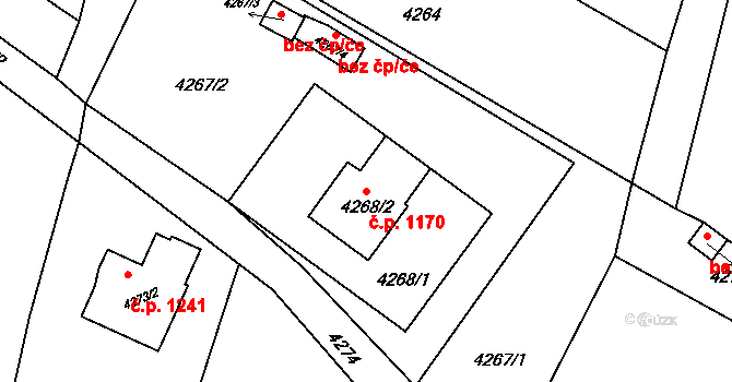 Zubří 1170 na parcele st. 4268/2 v KÚ Zubří, Katastrální mapa