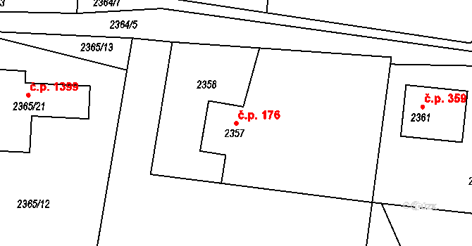 Dolní Lutyně 176 na parcele st. 2357 v KÚ Dolní Lutyně, Katastrální mapa