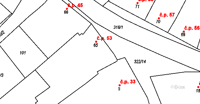 Litol 51,53, Lysá nad Labem na parcele st. 65 v KÚ Litol, Katastrální mapa