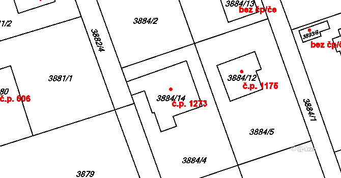 Frýdlant 1273, Frýdlant nad Ostravicí na parcele st. 3884/14 v KÚ Frýdlant nad Ostravicí, Katastrální mapa