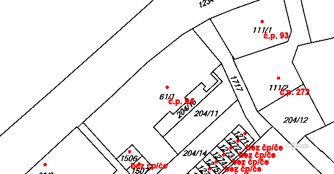 Úšovice 94, Mariánské Lázně na parcele st. 61/1 v KÚ Úšovice, Katastrální mapa