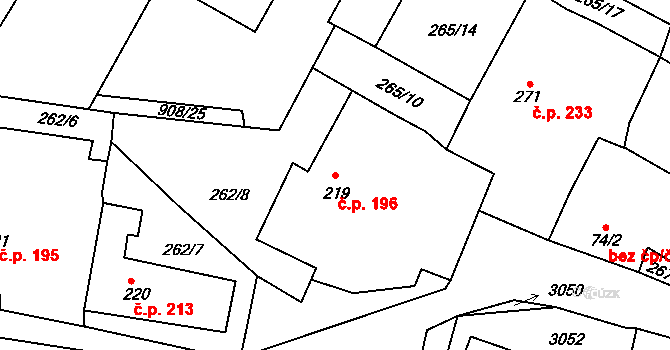 Černilov 196 na parcele st. 219 v KÚ Černilov, Katastrální mapa