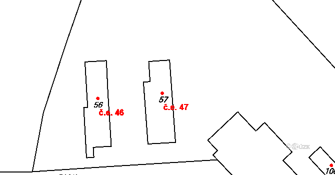 Chramosty 47, Dublovice na parcele st. 57 v KÚ Chramosty, Katastrální mapa