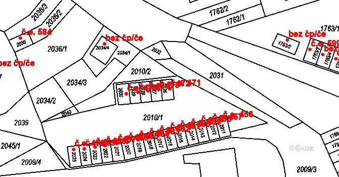 Jirkov 471 na parcele st. 2026 v KÚ Jirkov, Katastrální mapa
