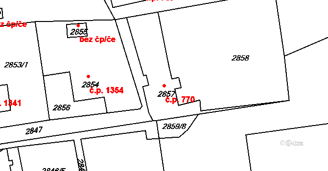 Rumburk 1 770, Rumburk na parcele st. 2857 v KÚ Rumburk, Katastrální mapa